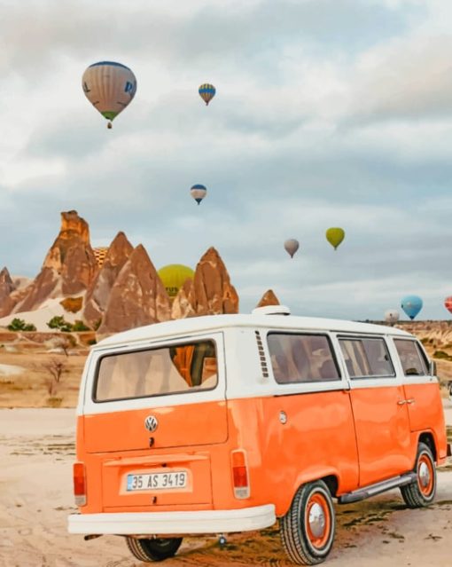 A Van And Hot Air Balloons paint by numbers
