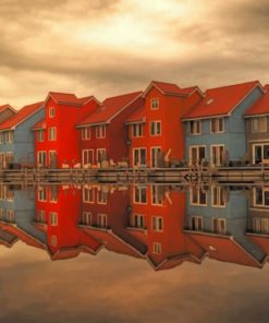 Houses Reflection painting by numbers