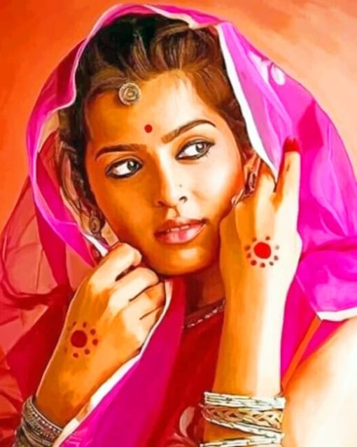 Indian Woman painting by numbers
