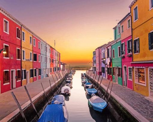 Italian Canal At Sunset paint by numbers