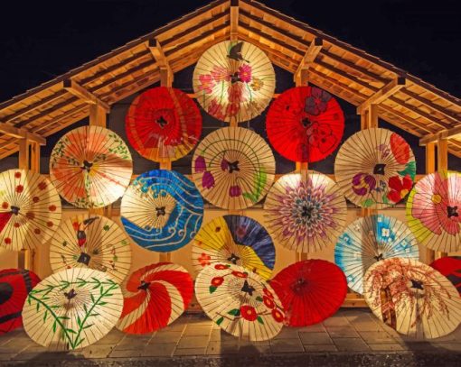 Japanese Umbrellas painting by numbers