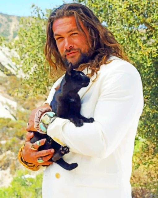 Jason Momoa With Cat paint by numbers