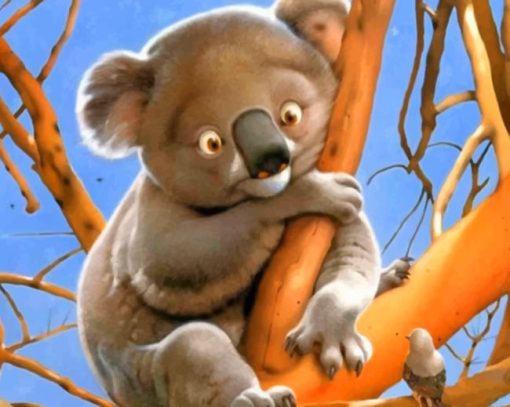 Scared Koala Bear Drawing paint by numbers