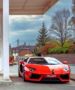Lamborghini In A Gas Station paint by numbers