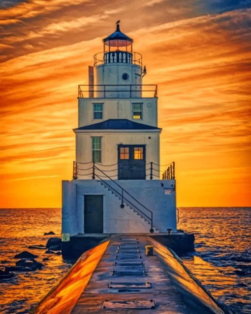 Sunset Lighthouse painting by numbers