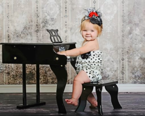 Little Girl Playing Piano paint by numbers