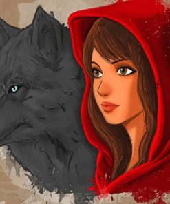 Little Red Riding Hood And The Wolf painting by numbers
