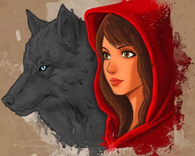 Little Red Riding Hood And The Wolf Art Paint By Number Canvas Paint By Numbers