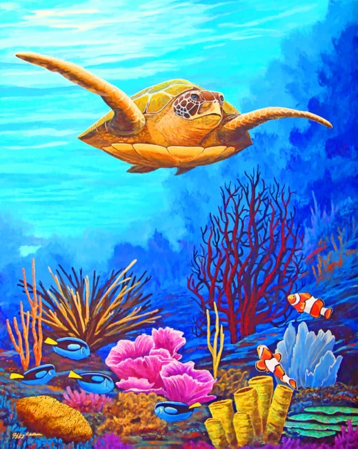 Loggerhead Sea Turtle paint by numbers