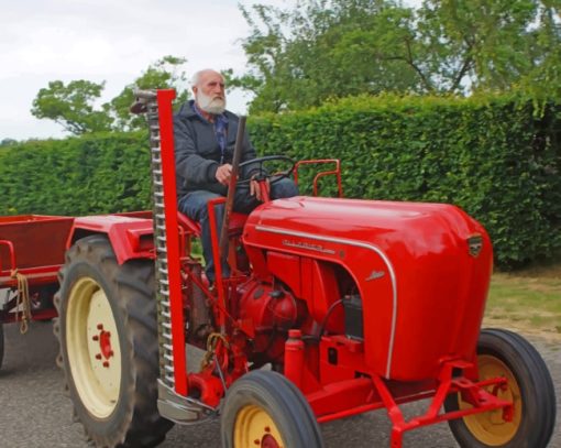 Old Man Driving A Tractor paint by numbers