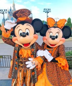 Mickey And Minnie In Halloween Clothes painting by numbers