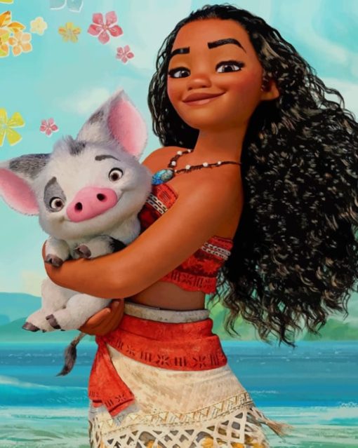 Moana And Her Pug painting by numbers