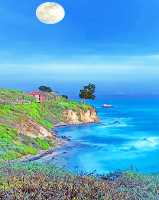 Moonrise Over Corona Del Mar paint by numbers