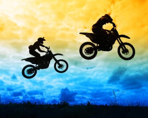 Motocross Silhouette paint by numbers