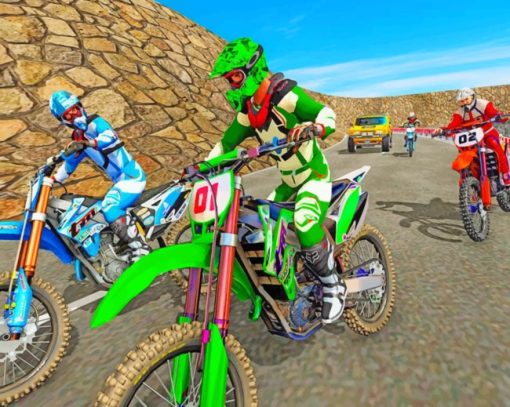 Motorcross Video Game paint by numbers