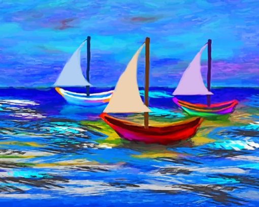 Multi Colored Boats painting by numbers