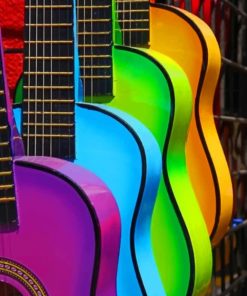 Neon Colored Guitars painting by numbers