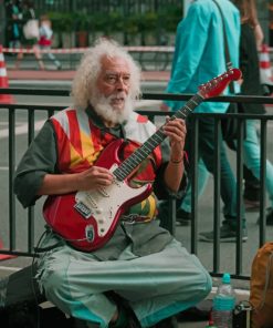 Old Busker Playing Guitar paint by numbers