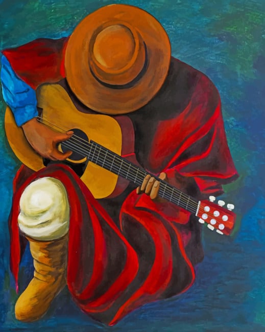 old man with guitar painting