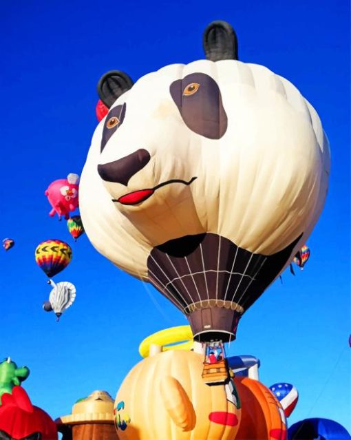 Panda's Hot Air Balloon paint by numbers