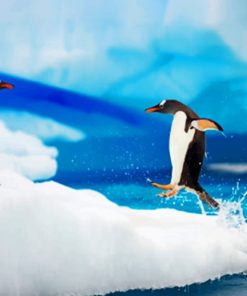 Penguin Doing A Jump paint by numbers