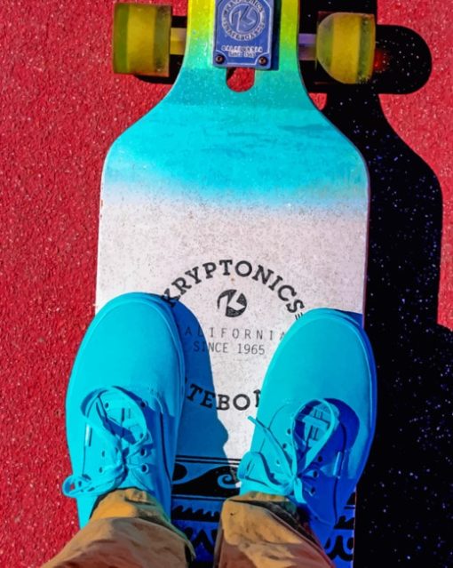 Person Standing On Krytonics Long Board painting by numbers
