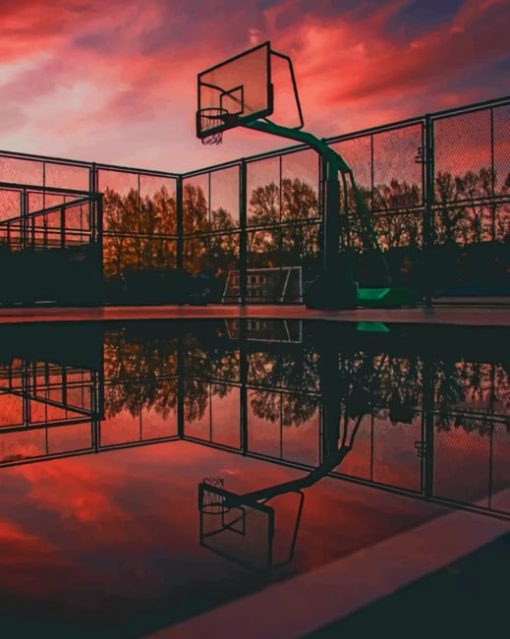 Basket Ball Court Silhouette paint by numbers