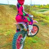 Pink Dirt Bike Girl paint by numbers