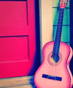 Pink Guitar painting by numbers