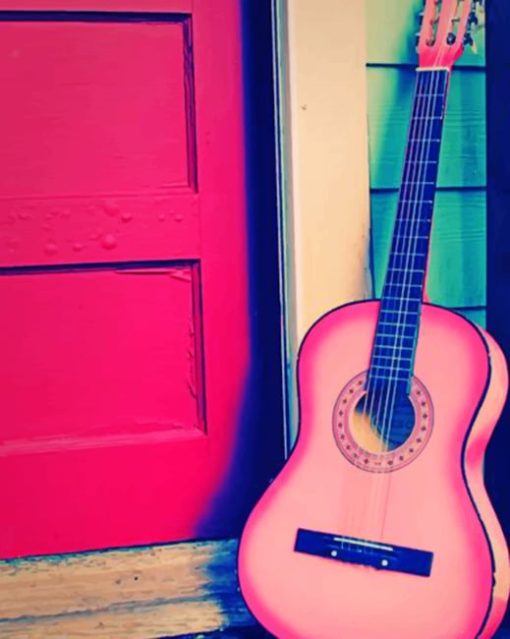 Pink Guitar painting by numbers