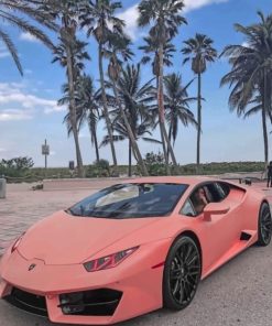 Pink Lamborghini painting by numbers