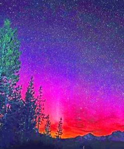 Pink Night Sky paint by numbers
