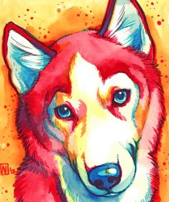 Red Husky Pop Art painting by numbers