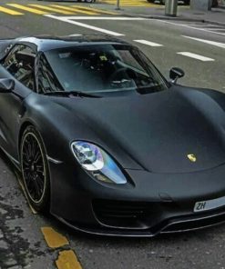 Black Porsche 918 painting by numbers