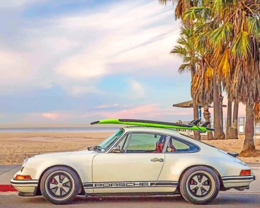 Porsche Targa In Beach paint by numbers