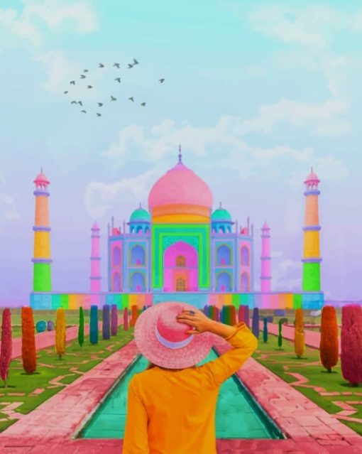 Rainbow Taj Mahal painting by numbers