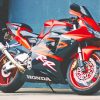 Red Honda Racing Motorcycle paint by numbers