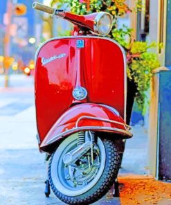Red Classic Scooter paint by numbers