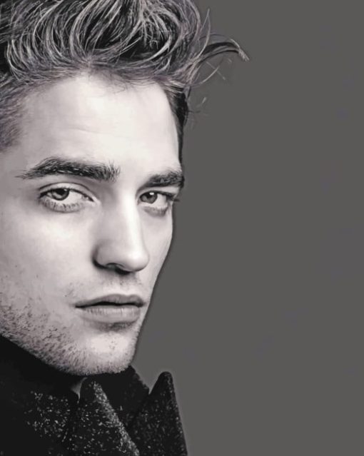 Black And White Robert Pattinson painting by numbers