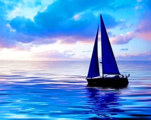 Sail Boat In Blue Water paint by numbers