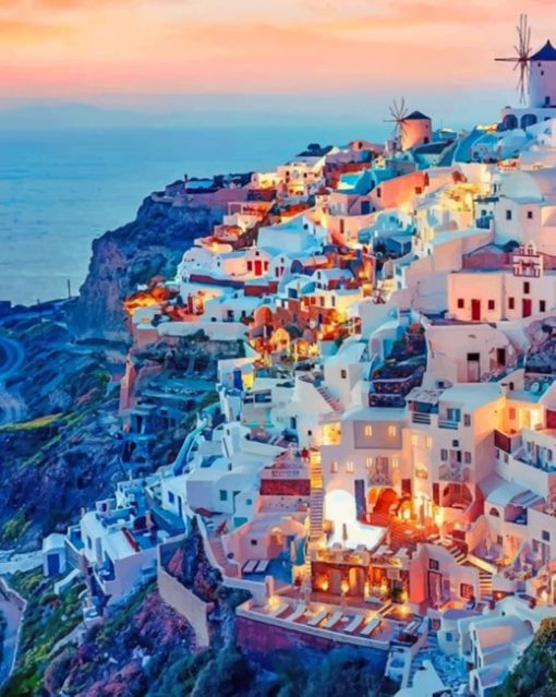 santorini's view painting by numbers