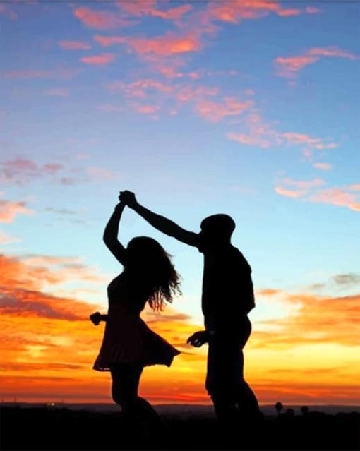 Silhouette Of Two Couples Dancing paint by numbers