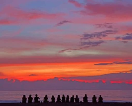 Group Of People Watching The Sunset paint by numbers