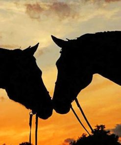 Silhouette Of Two Horses painting by numbers