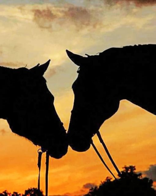 Silhouette Of Two Horses painting by numbers