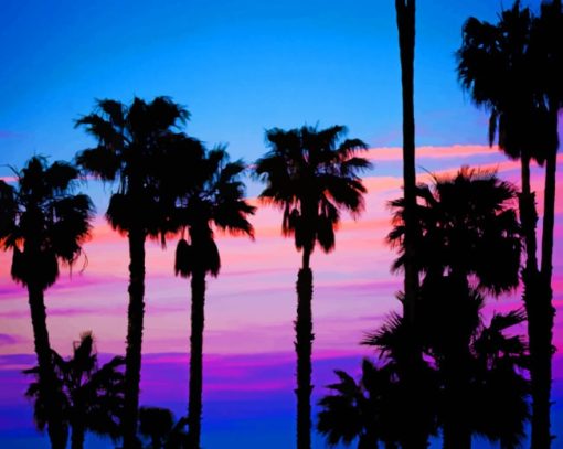 Silhouette Of Palm Trees Paint by numbers