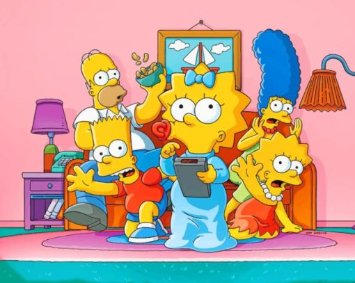 Simpsons Family Watching TV paint by numbers