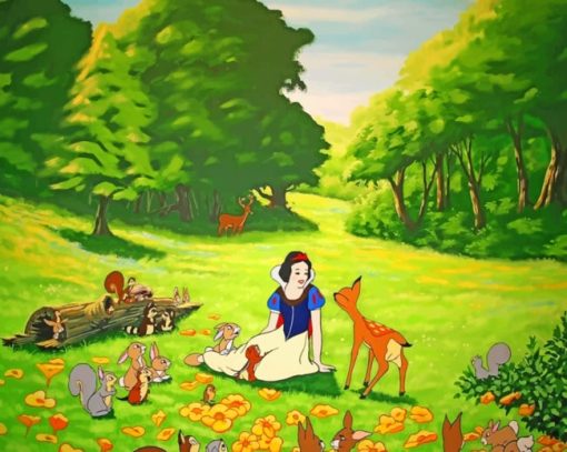 Snow White With Jungle Animals paint by numbers