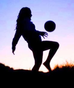 Soccer Girl Player In Sunset paint by numbers