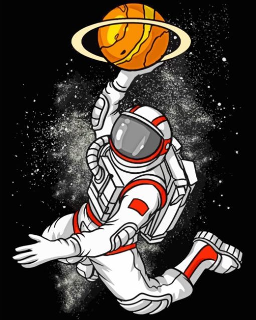 Space Astronaut Basketball paint by numbers